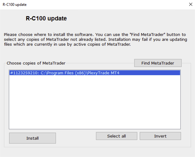 R-C100 installer choose location