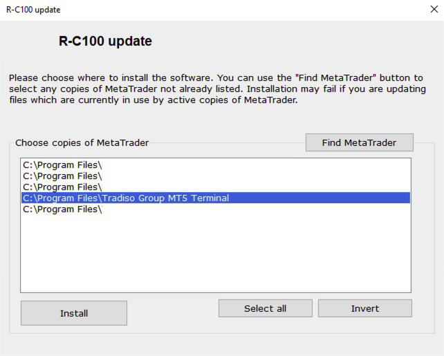 R-C100 installer choose location
